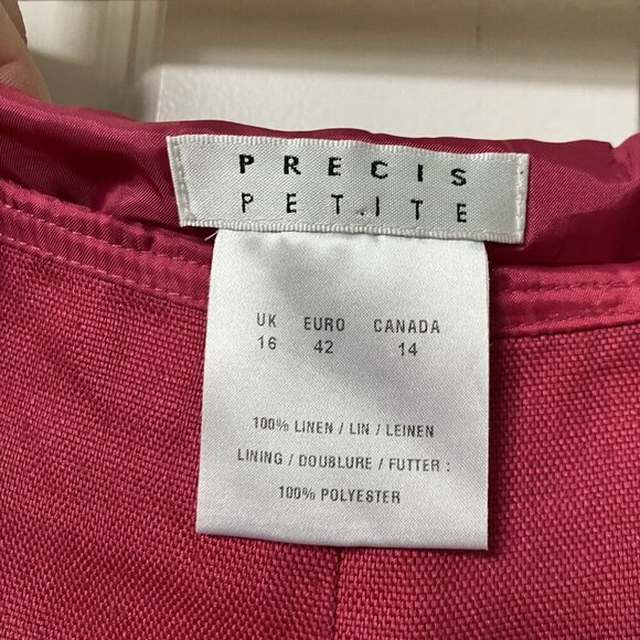 Precis Linen Skirt Womens 14 Petite Pink Floral Embroidered A-Line Midi - Picture 2 of 8